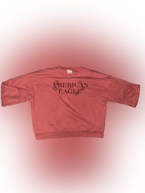 American Eagle Graphic Sweatshirt XL Pink Cozy Oversized Crewneck Casual